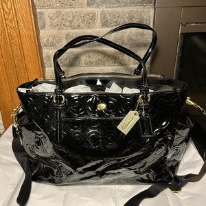 Coach Black Patent Leather Tote Bag